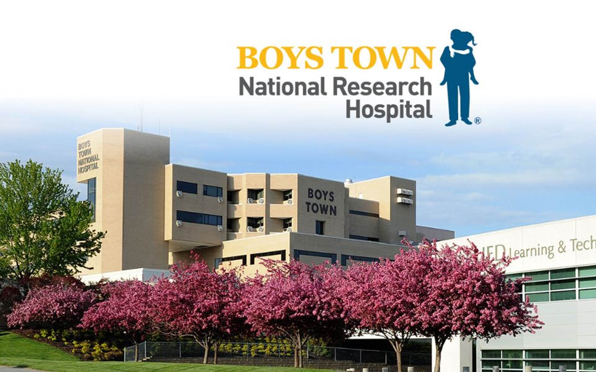 Building with logo stating Boys Town National Research Hospital 